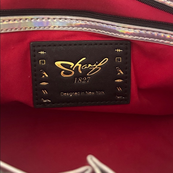 Sharif Legacy Logo Mirror Metallic City Satchel - Picture 12 of 15